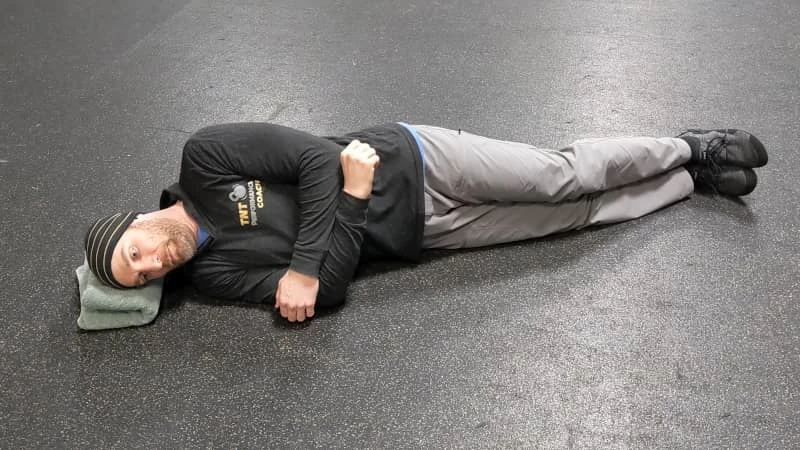 Coach Ryan demonstrates the set-up for the Brettzel.