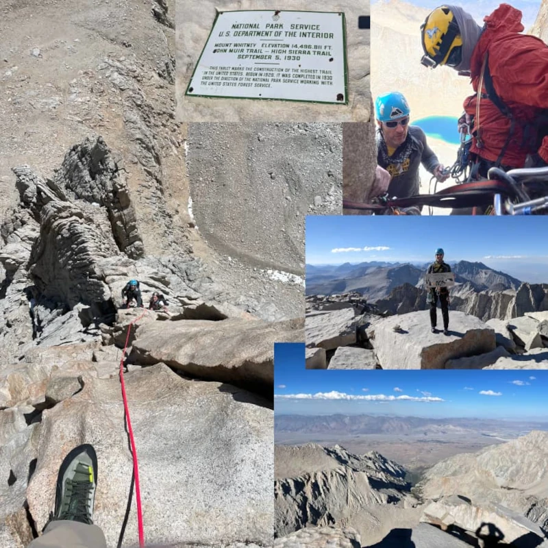 A collage of images of climbing Mt. Whitney.