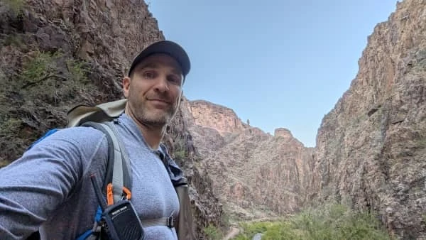 Coach Ryan at the bottom of the Grand Canyon on his rim-to-rim hike.
