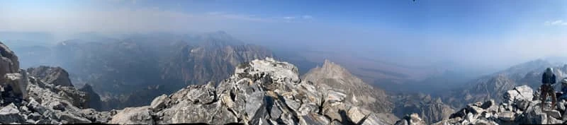Panorama view from the summit of Grand Teton.