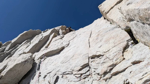Coach Ryan's brother, Derek, climbs a section of the East Buttress on Mt. Whitney.