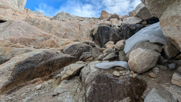 Coach Ryan looks up a steep section of the Mountaineer's Route on the way to base camp on Mt. Whitney.