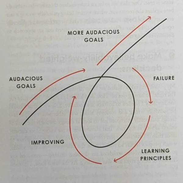 Ray Dalio's learning principles: 1. Set audacious goals 2. Fail 3. Improve 4. Set more audacious goals