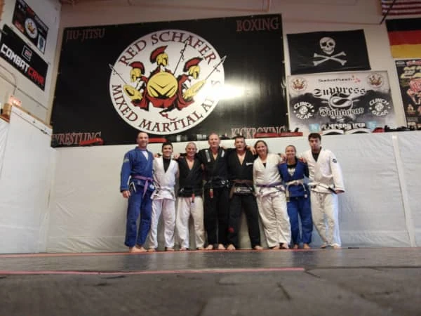 Coach Ryan with the midday BJJ team at Red Schafer BJJ